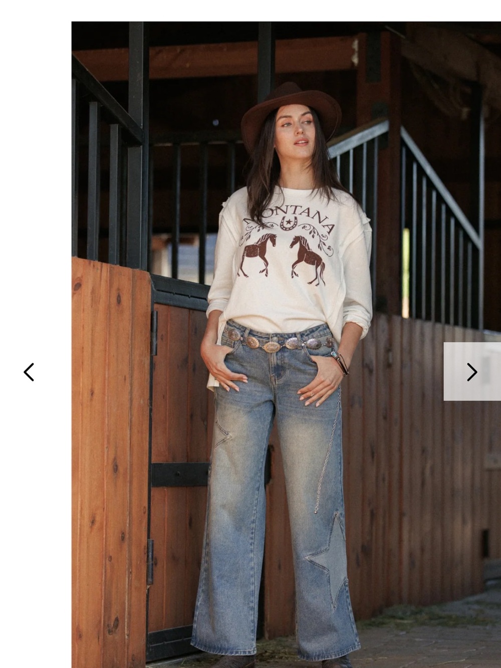 NEW Cali 1850 Wide Leg Star Patch Jeans - with Concho belt included - Picture 5 of 14